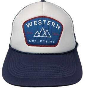 Otto Trucker Hat Blue One Size Western Collective Boise Idaho Mountain Patch